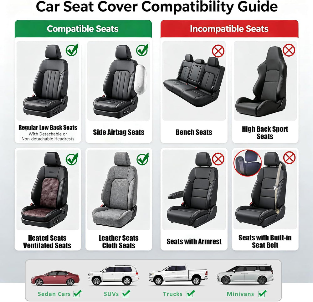 Champlus Car Seat Covers for Two Front Seats, Universal Fit, Gray