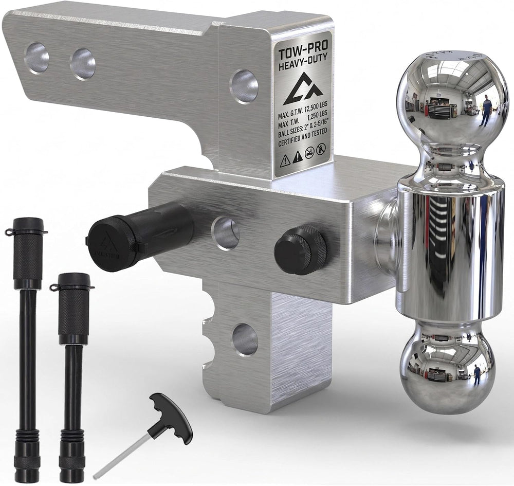 Adjustable Trailer Hitch - Heavy Duty Aluminum Drop Drawbar Hitch - Fits 2&qu...