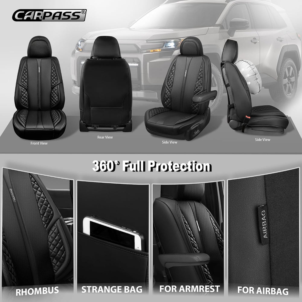 CAR PASS Nappa Leather Car Seat Covers Full Set, Luxury Seat Protector for Ca...