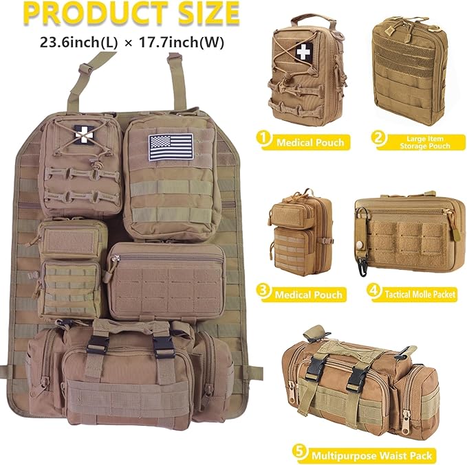 Universal Tactical Seat Back Organizer Vehicle Molle Panel Organizer Storage