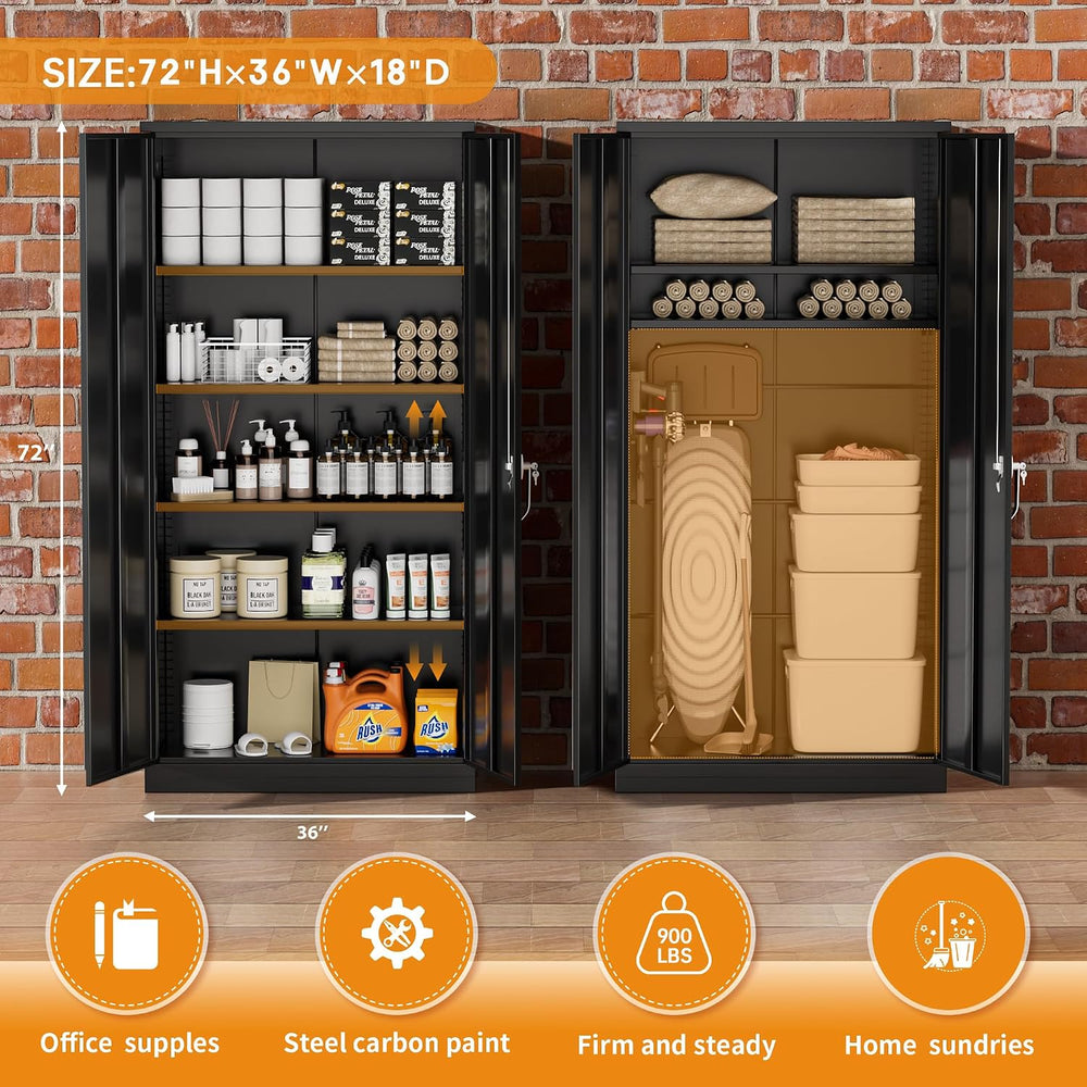 Steel SnapIt Storage Cabinet, 72" Locking Metal Garage Storage Cabinet w...