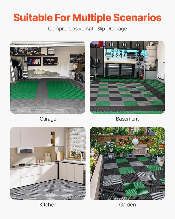 VEVOR Interlocking Drainage Mat, 12” x 12” Modular Interlocking Cushion (40 Pcs)