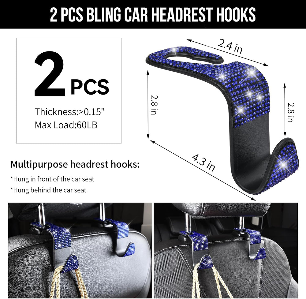 CAR PASS 23 PCS Bling Diamond Car Accessories Set for Women, Leather Seat Cov...