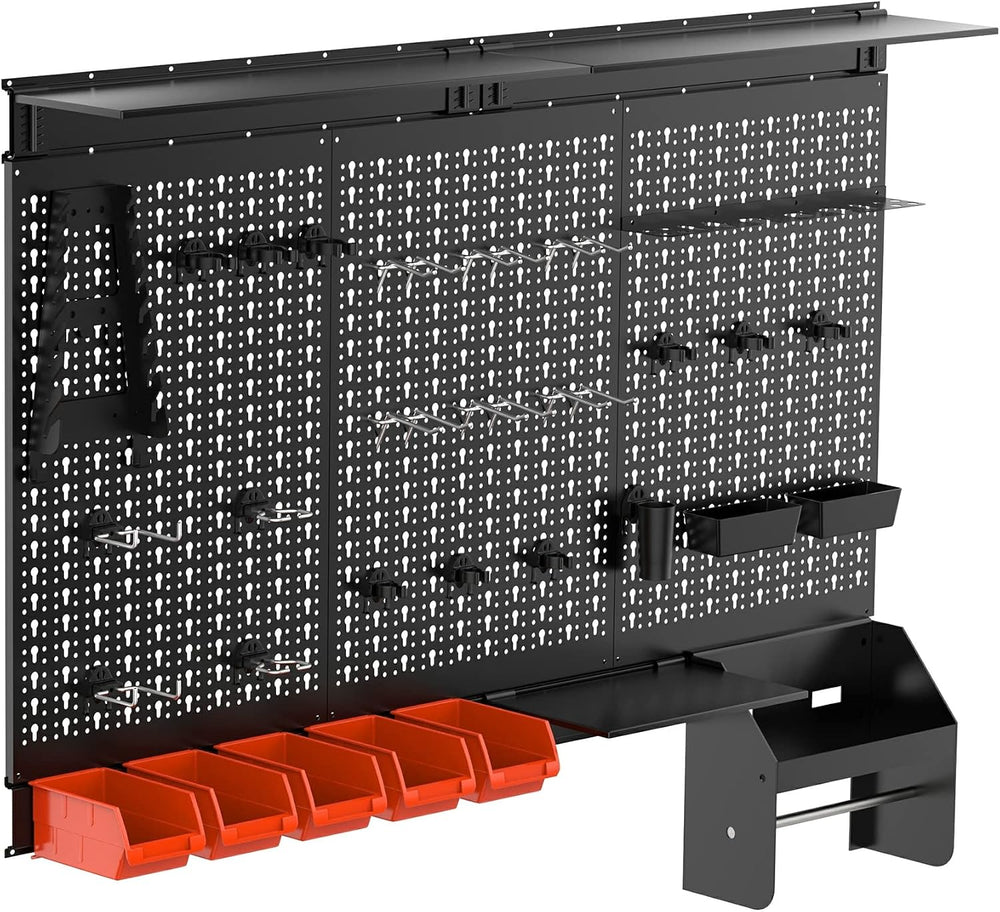 TORACK Metal Pegboard Wall Organizer 24x48 in, Tool Storage Pegboard, Black