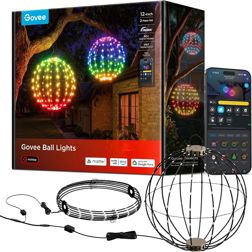 Govee Ball Lights, 12-Inch RGBIC Halloween Ball Lights, 2 Pack