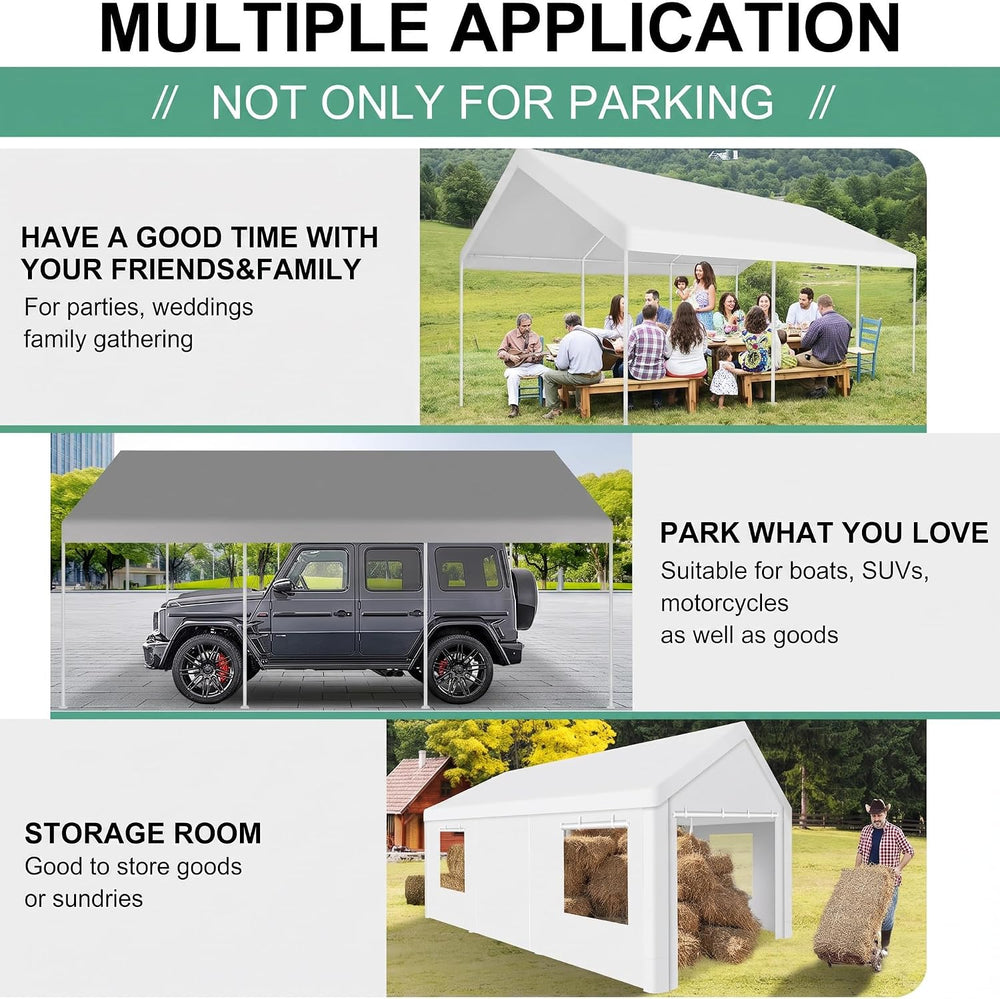 TOOLUCK Carport 12'x20' Heavy Duty Portable Garage, 2.0 Powder Coated...
