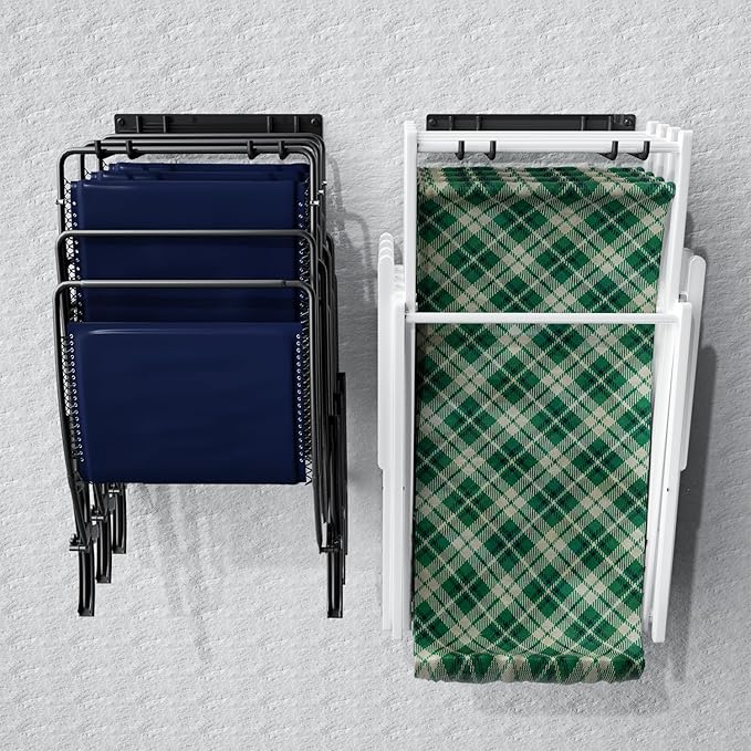 YYR Folding Chair Storage Rack, Garden Tool & Foldable Chairs Organizer H...