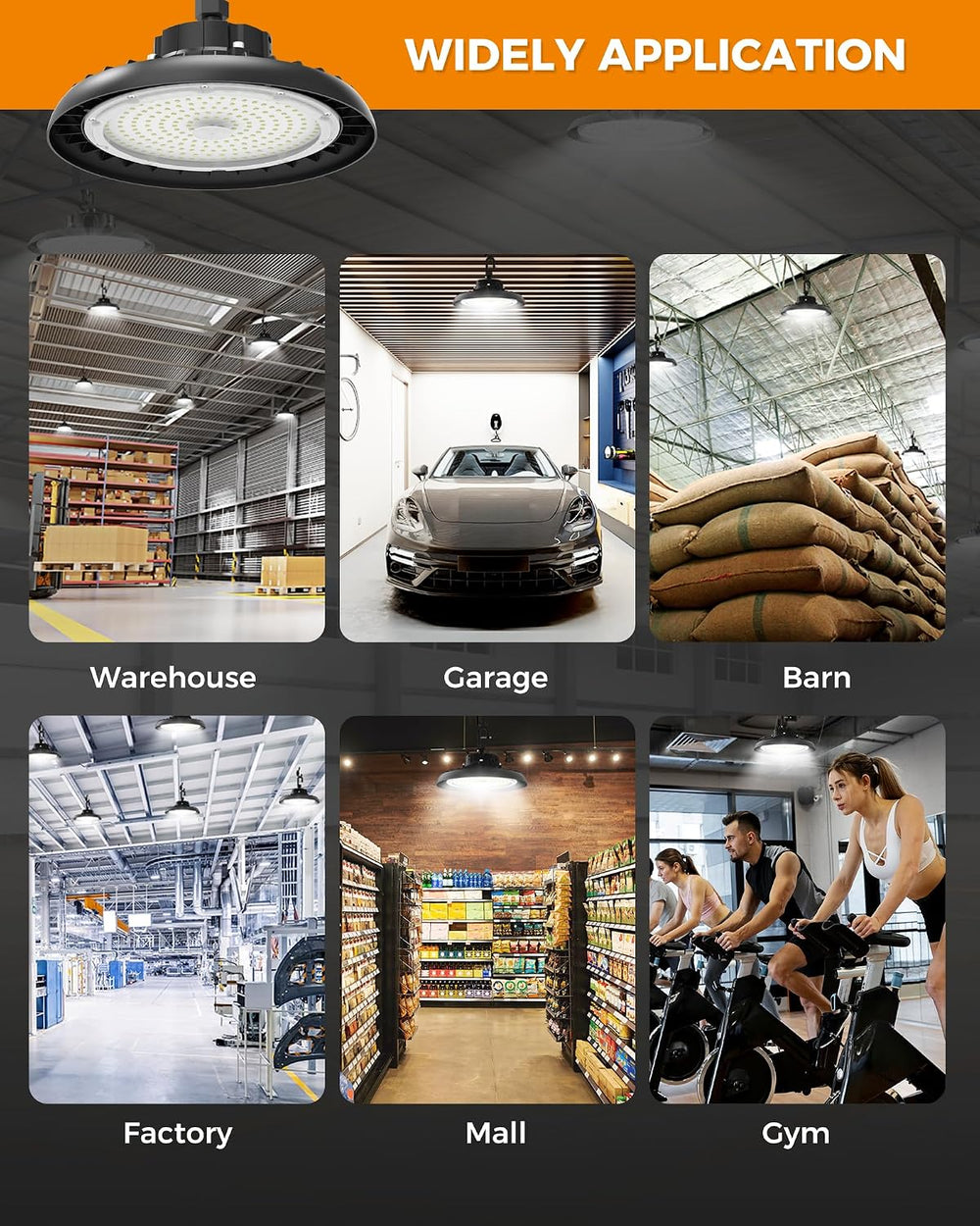 AIKVSXER 240W UFO High Bay Light 43200LM 6000K, 1-10V Dimmable Shop Lights