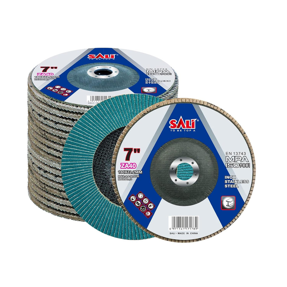 Sali 10 Pack Zirconia Flap Disc 40 Grit 7" x 7/8-Inch Sanding Disc Bevel...