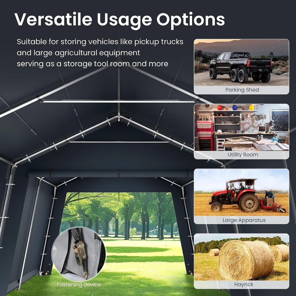 PHI VILLA Portable Garage,13x22ft Storage Tents Car Sheds Carport Canopy