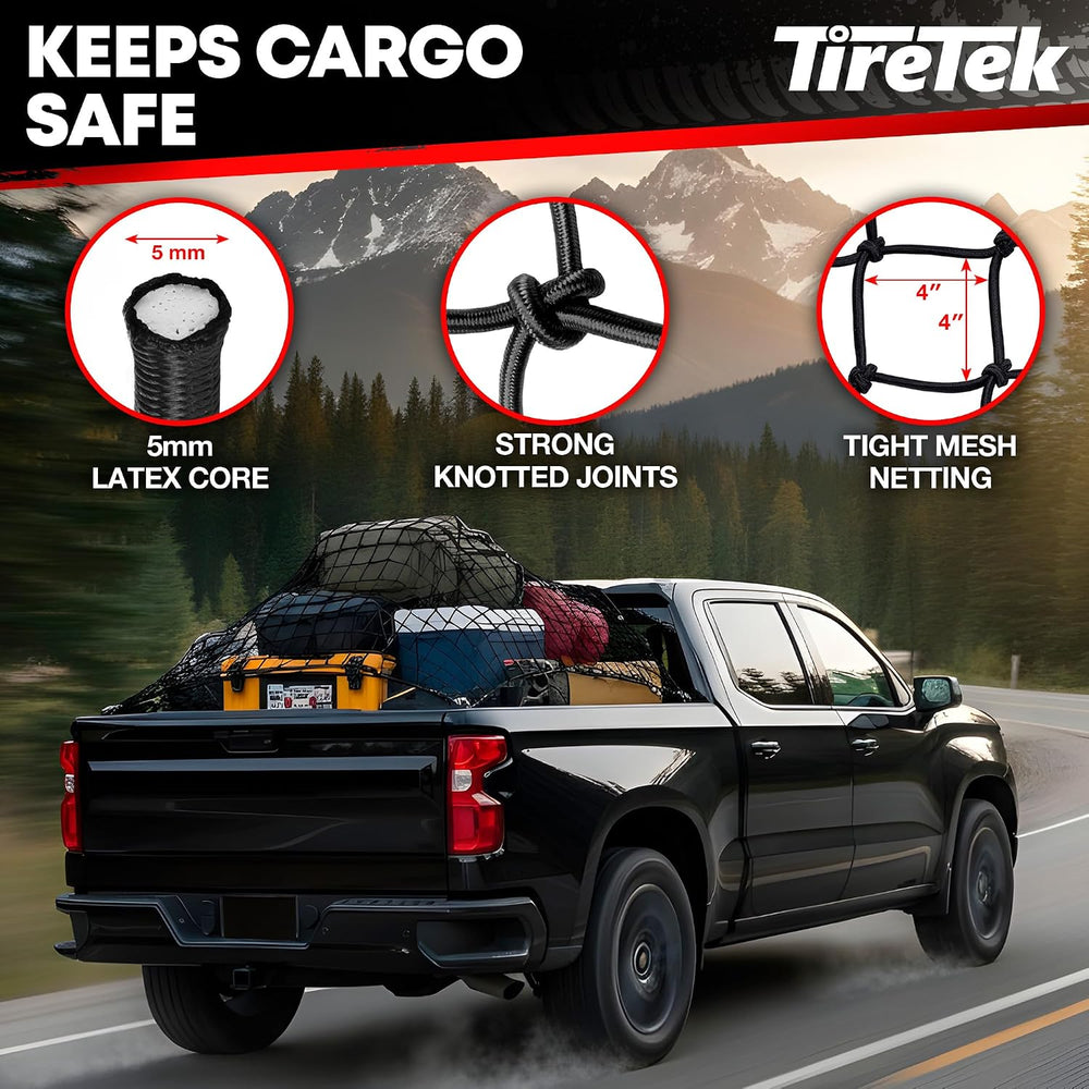 Cargo Net for Pickup Truck Bed โ Truck Bed Net with 12 Metal Carabiners