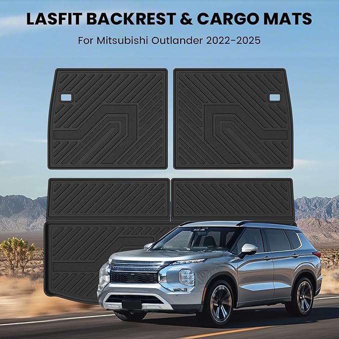 LASFIT Backrest & Cargo Mat for Mitsubishi Outlander 2022-2025, Custom Fit