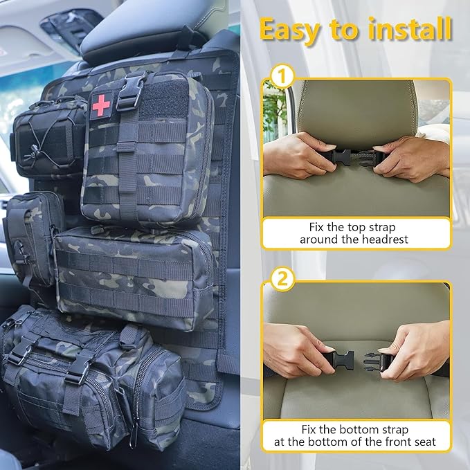 Universal Tactical Seat Back Organizer Vehicle Molle Panel Organizer Storage