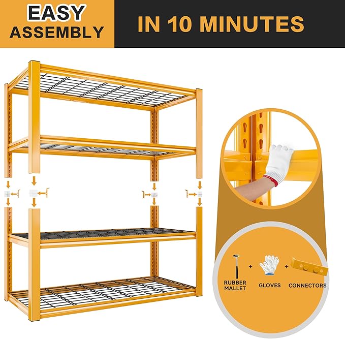 REIBII 40" W Garage Shelving 2240 LBS Storage Shelves Heavy Duty Metal S...
