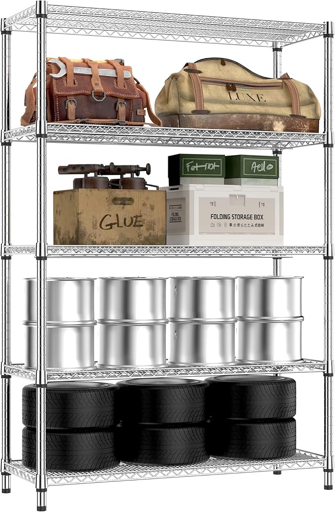 IZEUK 4250 LBS Garage Shelving Wide Storage Shelves 5 Tier Metal Shelves Heavy