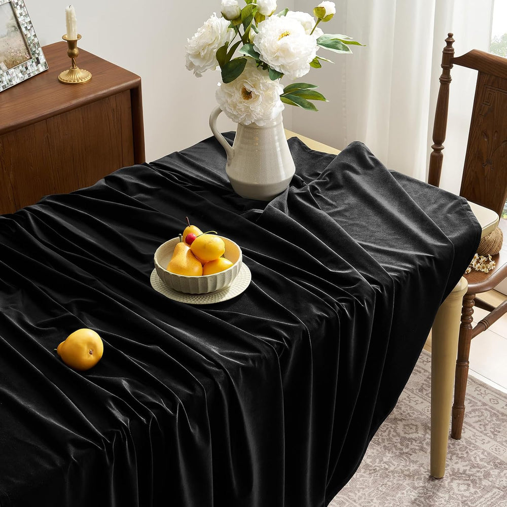 Gothic Black Velvet Tablecloths Rectangular: Halloween Luxury Table Cloth
