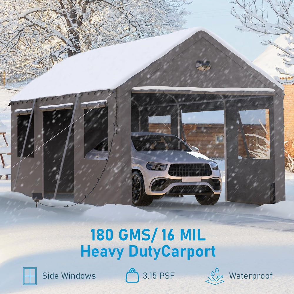 10x20 Heavy Duty Carport, Portable Garage with Doors & Windows