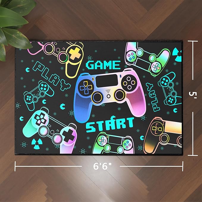 Play Gaming Rug for Bedroom Gamer Mat Gamepad for Boys Room 59"x39"...