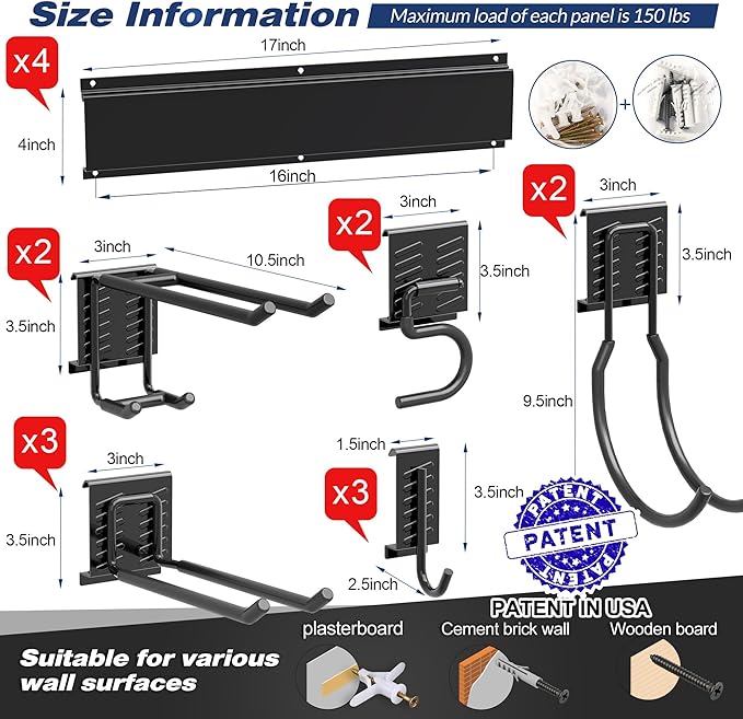Garage Tool Storage Rack, Heavy Duty Garage Storage Organizer Rack System Wall