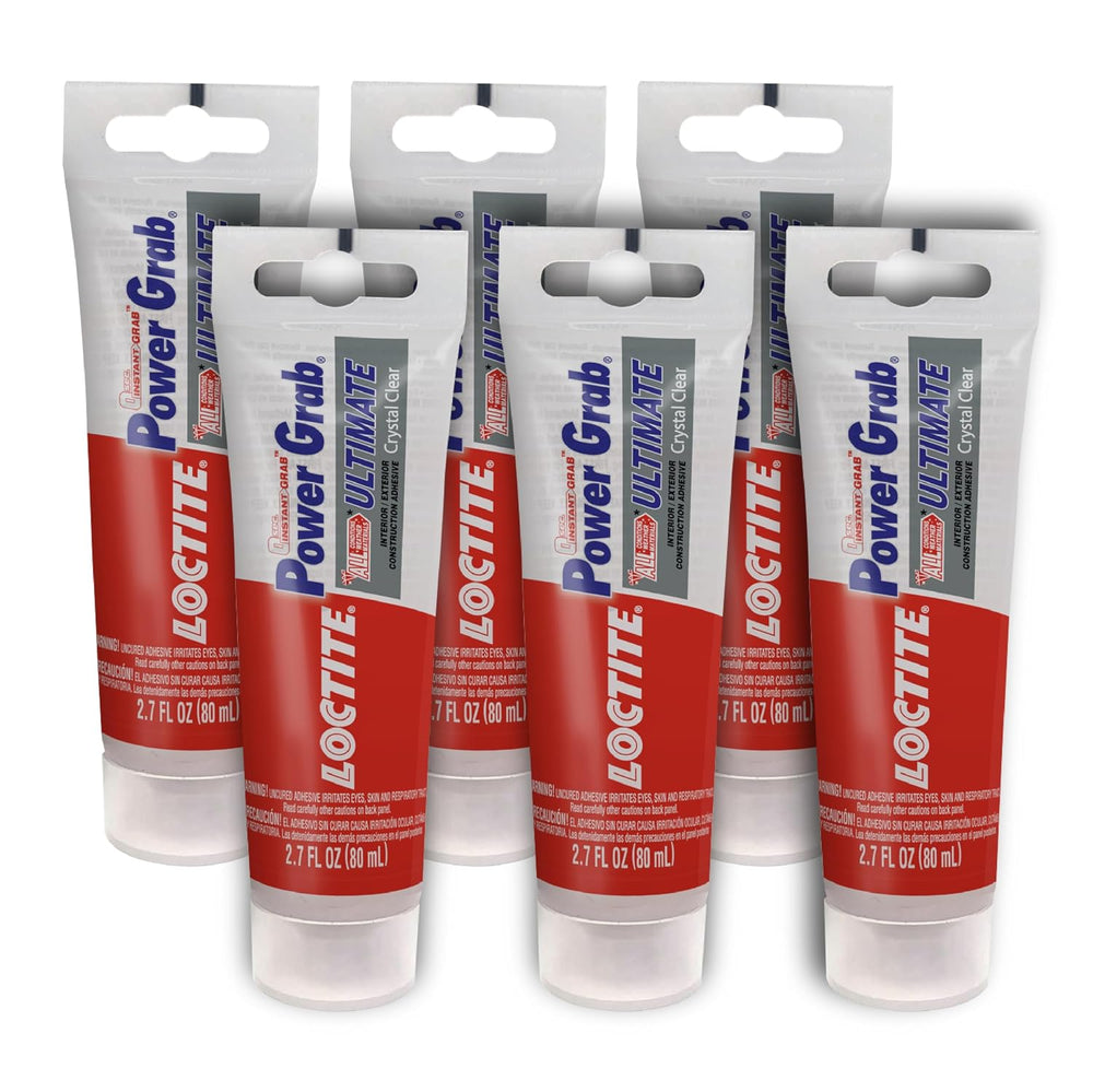 Loctite Power Grab Ultimate Crystal Clear Construction Adhesive, 6 Pack