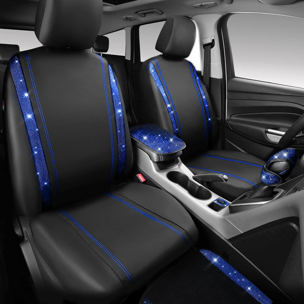 CAR PASS 23 PCS Bling Diamond Car Accessories Set for Women, Leather Seat Cov...