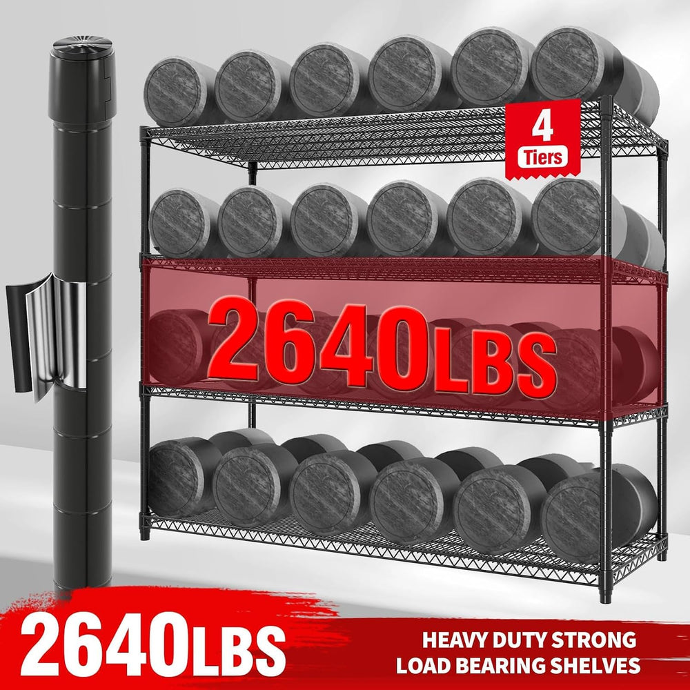 Garvee 4-Tiers Storage Shelves 2640LBS Heavy Duty Metal Shelves with Wheel