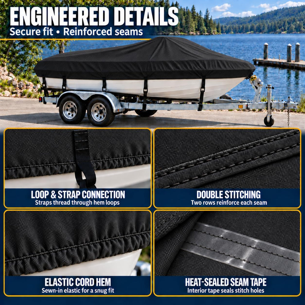 MSC Heavy Duty Waterproof Boat Cover, Trailerable Oxford Polyester Cover for ...