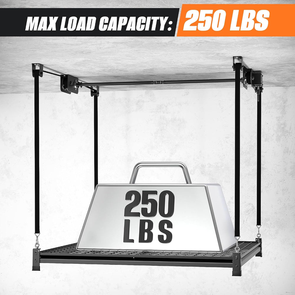 TORACK Ceiling Storage Rack, 48" x 48" Overhead Garage Storage Shelf