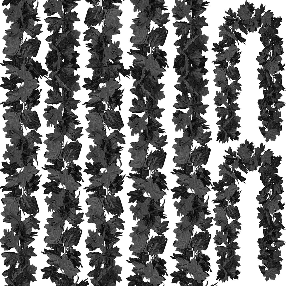 CQURE 7 Pack Black Fall Leaf Garland, Total 41.3Ft Halloween Garland Hanging ...