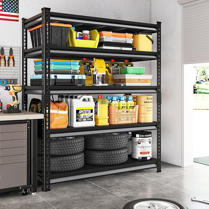 48" W Garage Shelving Heavy Duty, 2800LBS Loads Adjustable Garage Storage