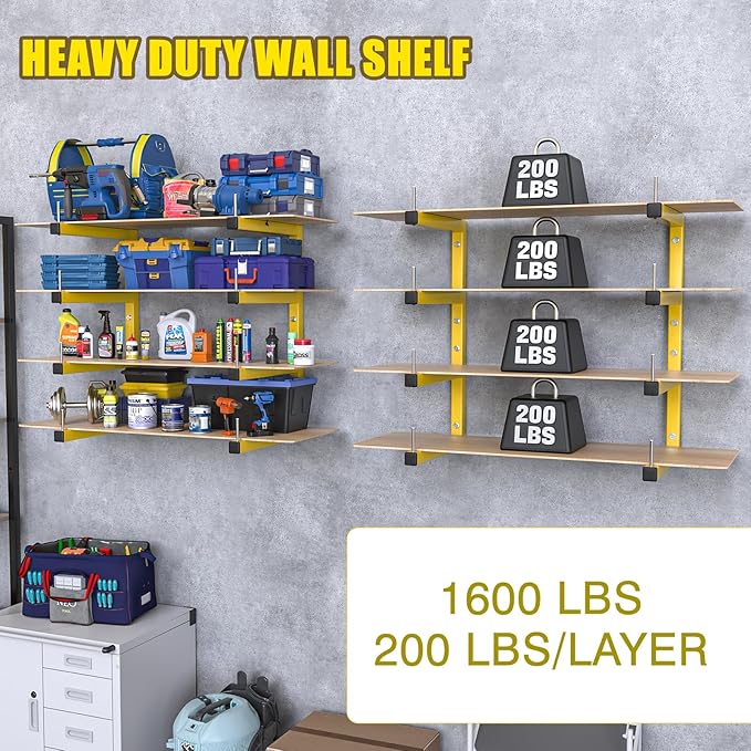 4-Pack Lumber Storage Rack, Wood Storage Racks Wall Mount, Heavy Duty Garage