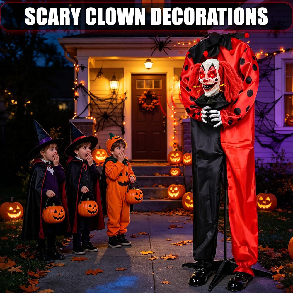 60" Halloween Animatronic Standing Talking Clown Yard Decorations Outdoor