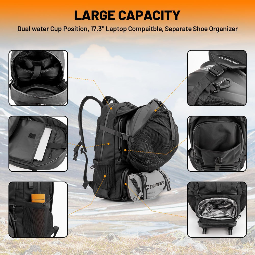 Oumurs 50L Motorcycle Helmet Backpack, Helmet Bag, Black