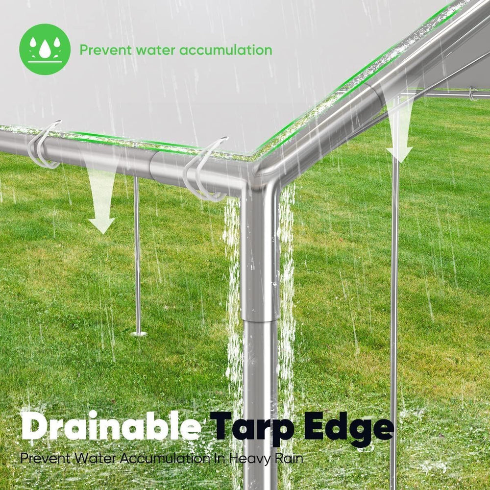 Quictent 10x20 ft Heavy Duty Car Canopy Galvanized Frame Carport Outdoor Part...