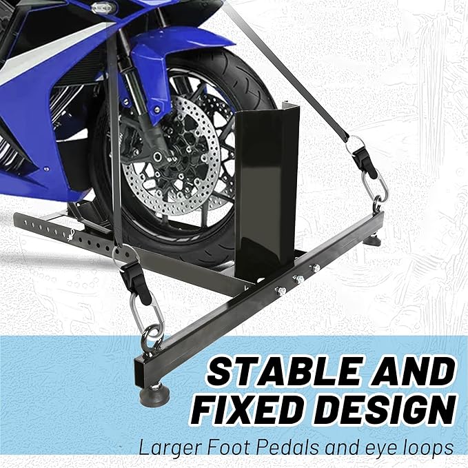 KUAFU Motorcycle Wheel Chock Stand Upright 1800 LBS, Wide Range 3“ to 5”