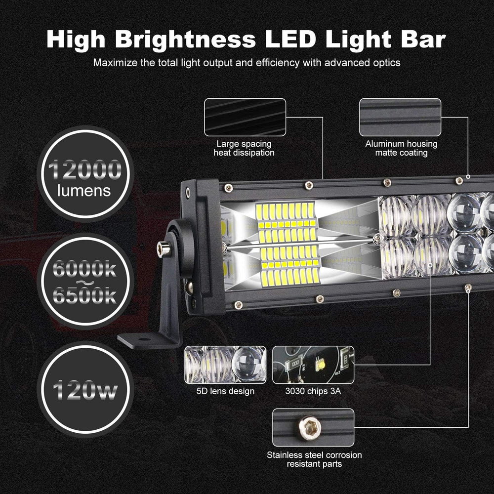 Curved LED 22Inch Light Bar with 2x4inch LED Pods Fog Lights