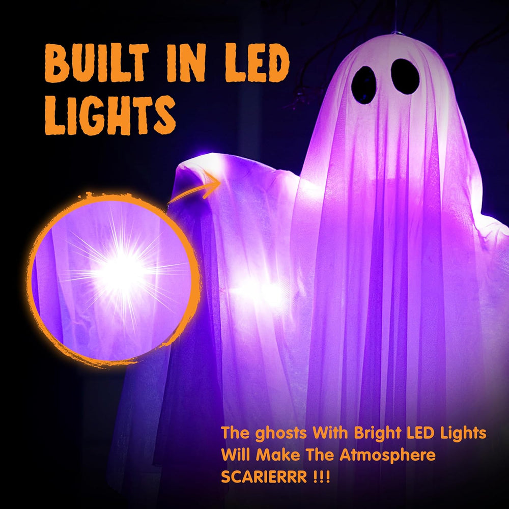 JOYIN 2 Pcs 47โ Halloween Hanging Light up Ghost Decorations Outdoor, Hallowe...