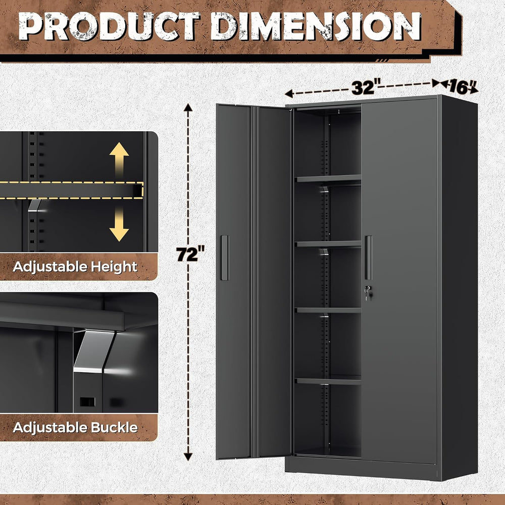 INTERGREAT Metal Storage Cabinet, 72โ H Storage Cabinet with 2 Doors and 4 Ad...