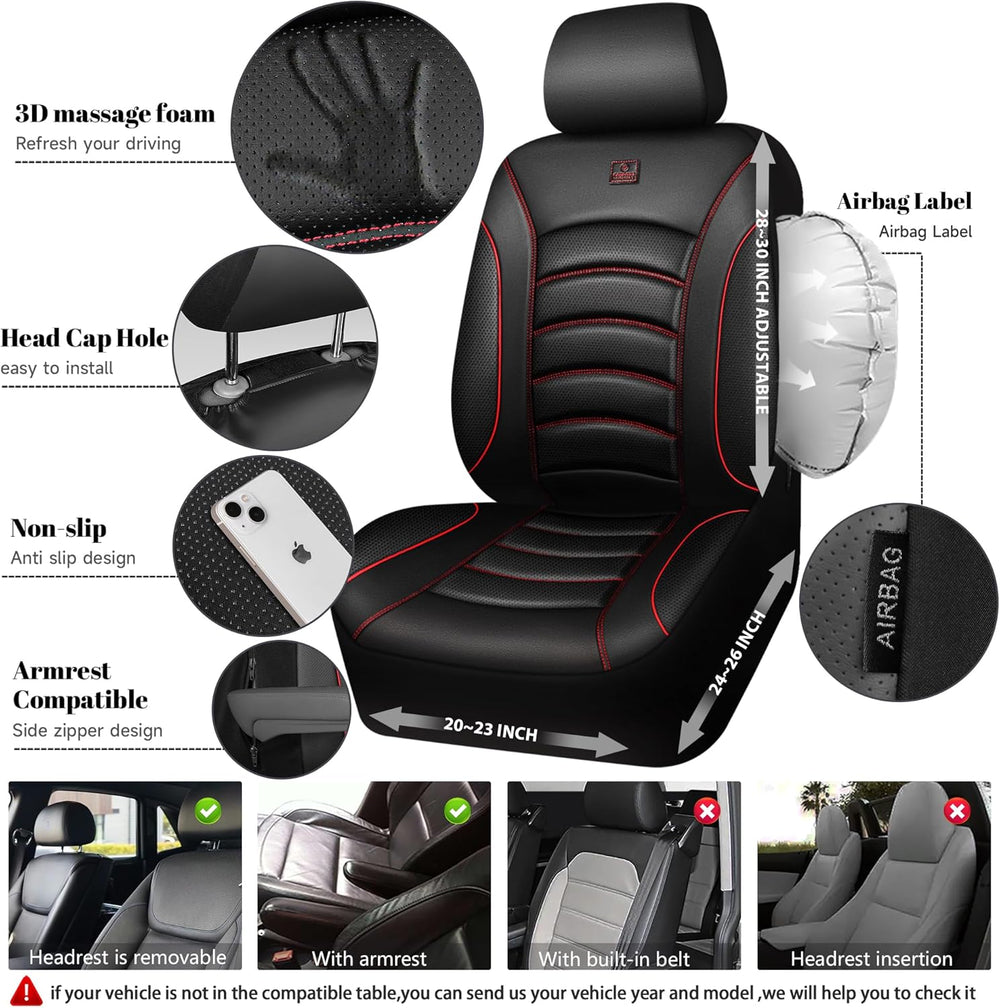 CAR PASS 3D Foam PU Leather Car Seat Covers, Universal Seat Covers Full Sets ...