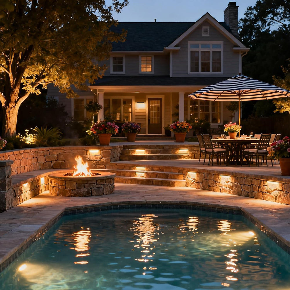 Low Voltage Retaining Wall Lights Kit, 3W 2700K Step Lights, 12 Pack