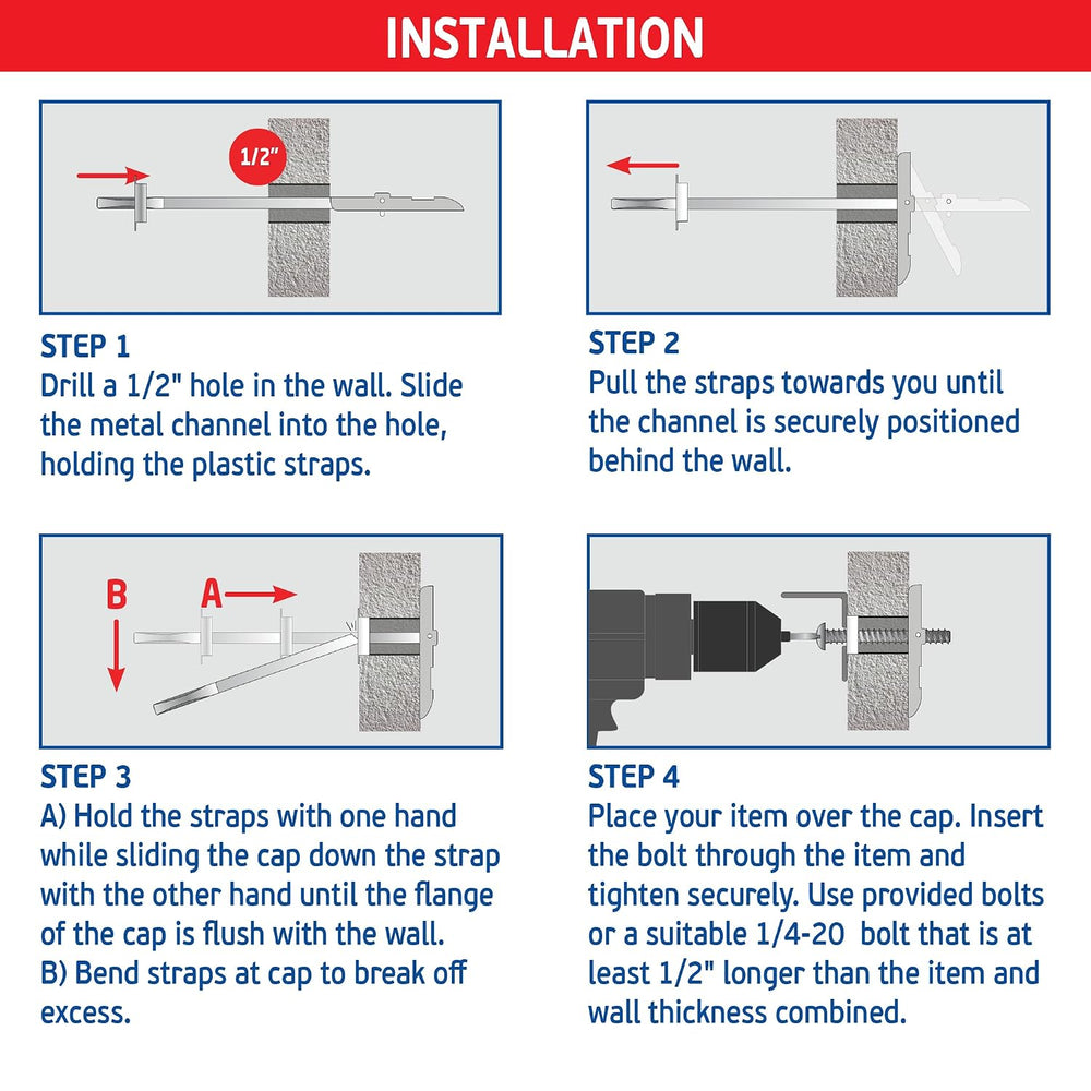 1/4" Heavy Duty Toggle Bolts Strap Drywall Anchors, Wall Anchors for Dry...