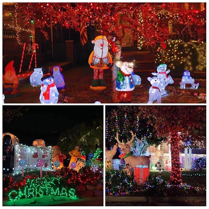 YEGUO 66ft 200 LED Red Halloween Lights Outdoor Waterproof, Green Wire Christ...