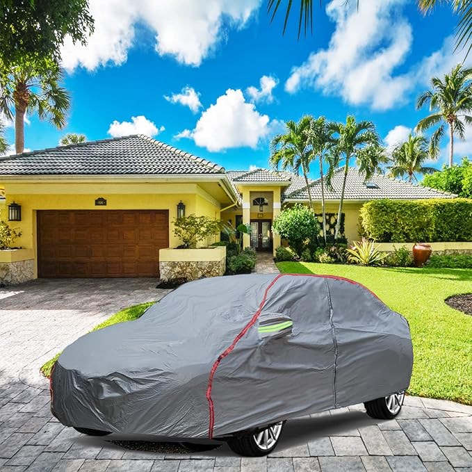 Breathable New Material, Waterproof Car Cover, Locks and Zipper Doors,