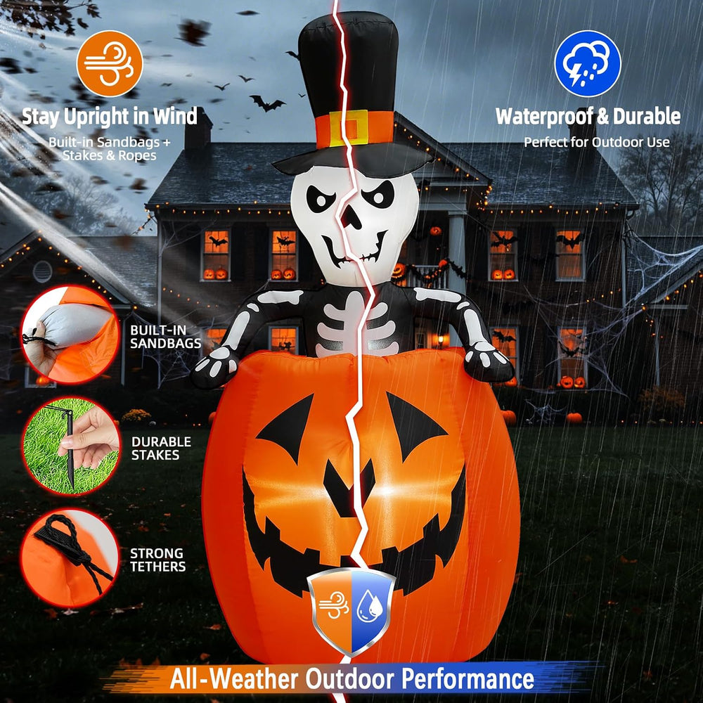 5.5FT Animated Pop Up Halloween Inflatables Outdoor Pumpkin with Peek-a-Boo L...