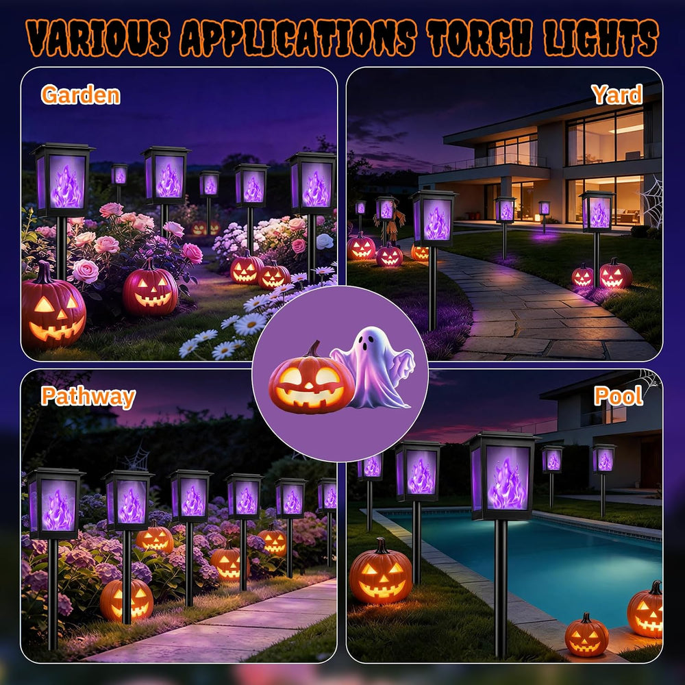 KYEKIO Large Size & Gen2 Purple Flame Solar Halloween Lights Outdoor Decor