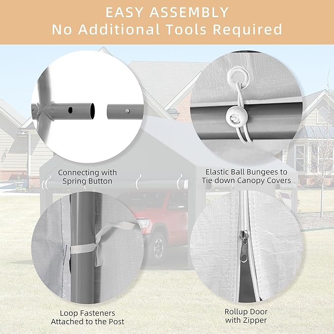 JY QAQA Carport, 12x20 FT Heavy Duty Carport