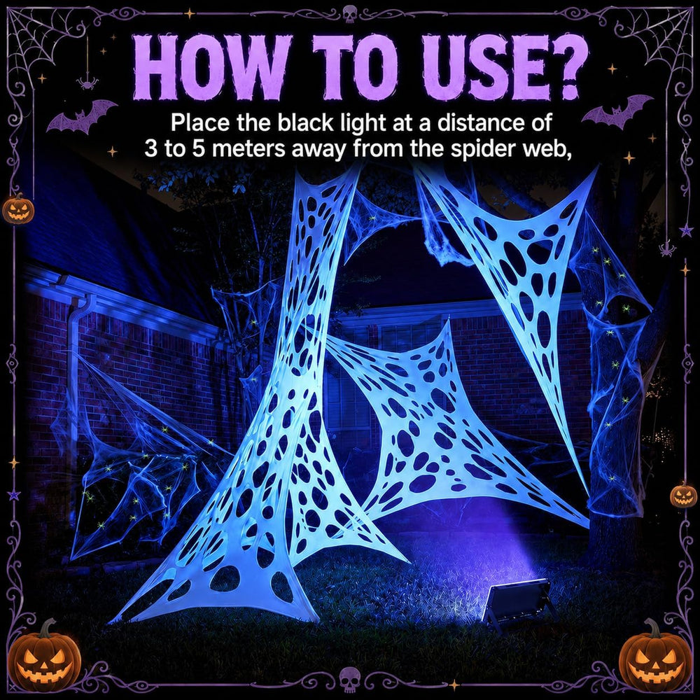 1360 Sqft Glow in the Dark Stretchy Spider Web Halloween Decoration