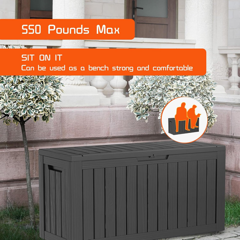Vixzen 80 Gallon Resin Deck Box, Lockable Outdoor Storage Box for Patio Cushi...