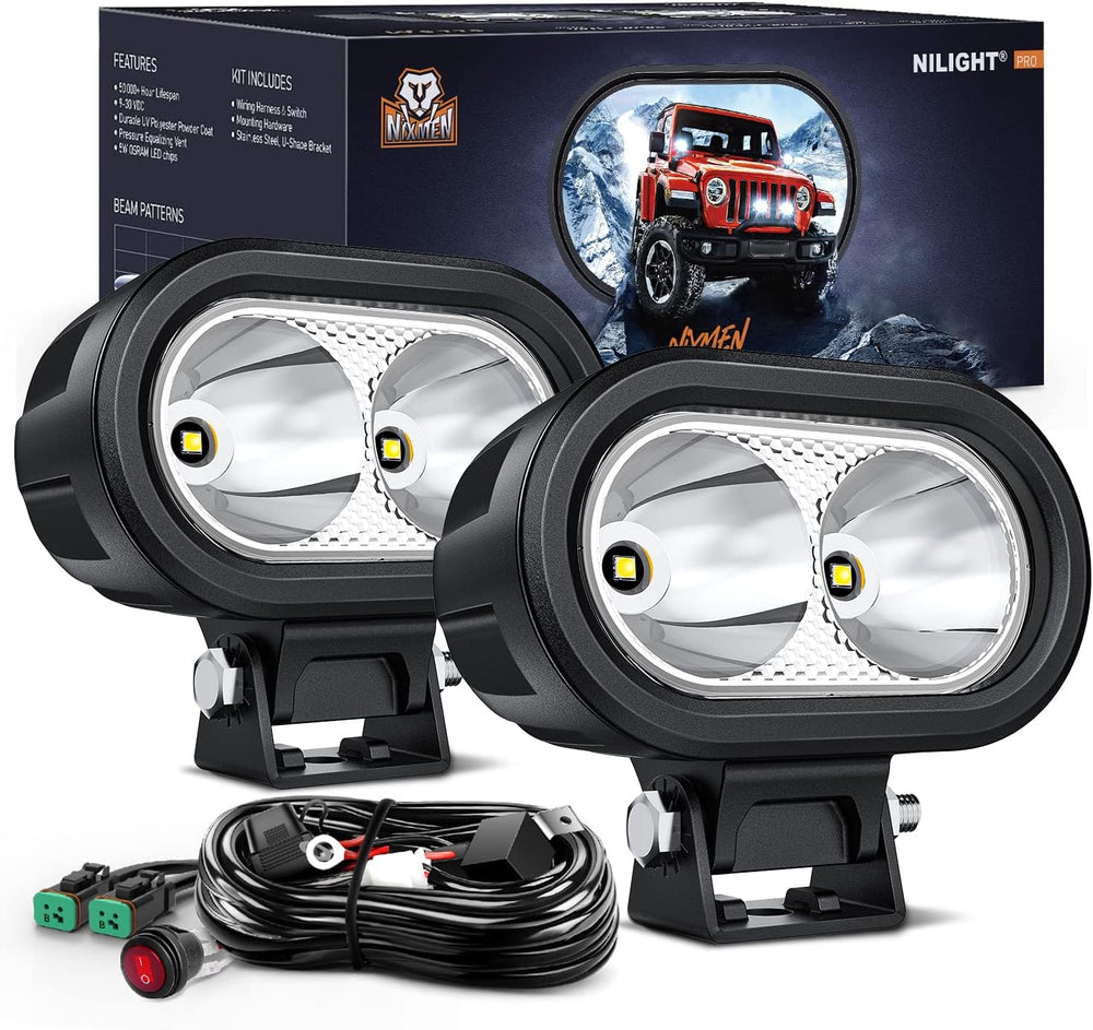 Nilight 2 PCS 4 Inch 2100LM Super Spotlight Motorcycle LED Pods