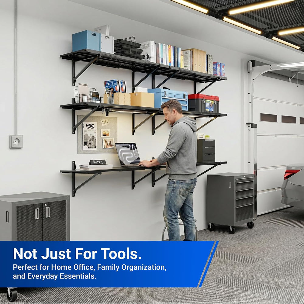 FLEXIMOUNTS 2-Pack 1x3ft Wall Mounted Garage Shelving, 14x34-inch